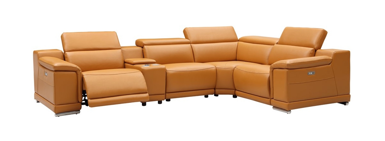 Hartley Full Leather L-Shape Sectional Sofa with 3 Power Recliners