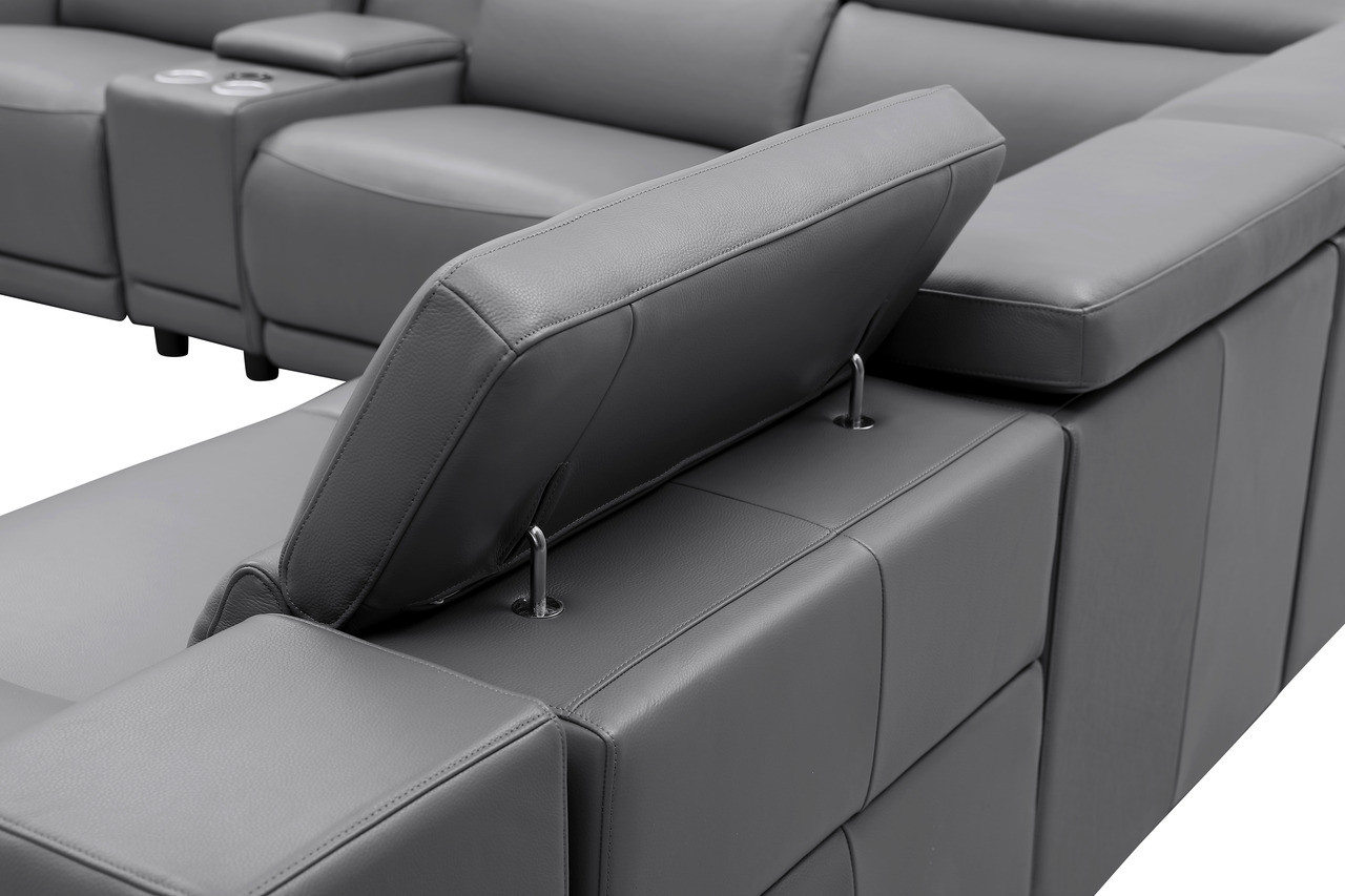 Hartley Full Leather L-Shape Sectional Sofa with 3 Power Recliners