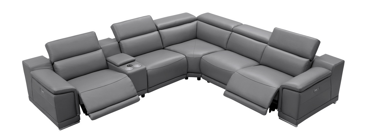 Hartley Full Leather L-Shape Sectional Sofa with 3 Power Recliners