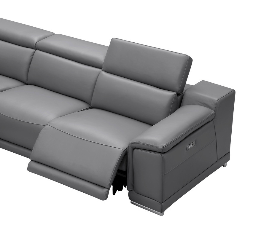 Hartley Full Leather L-Shape Sectional Sofa with 3 Power Recliners
