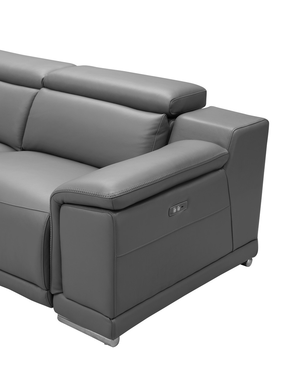 Hartley Full Leather L-Shape 6-Piece Sectional Sofa with 3 Power Recliners