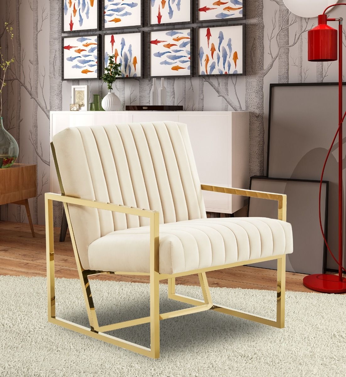Montgomery Velvet Pinstripe Design Accent Armchair