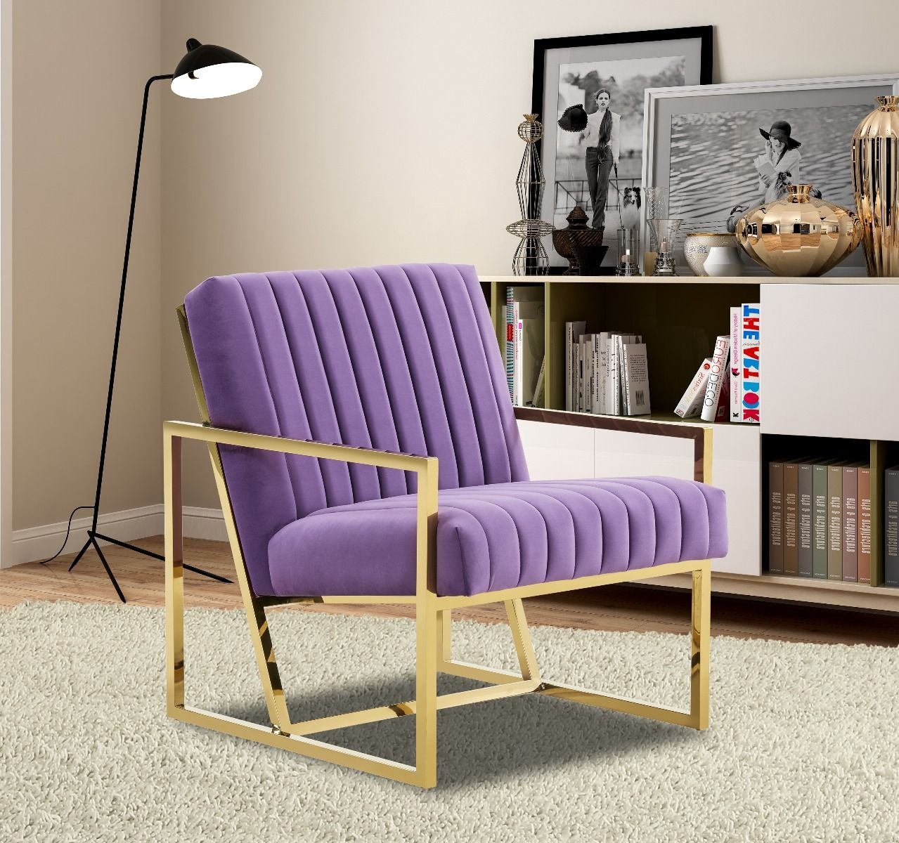 Montgomery Velvet Pinstripe Design Accent Armchair