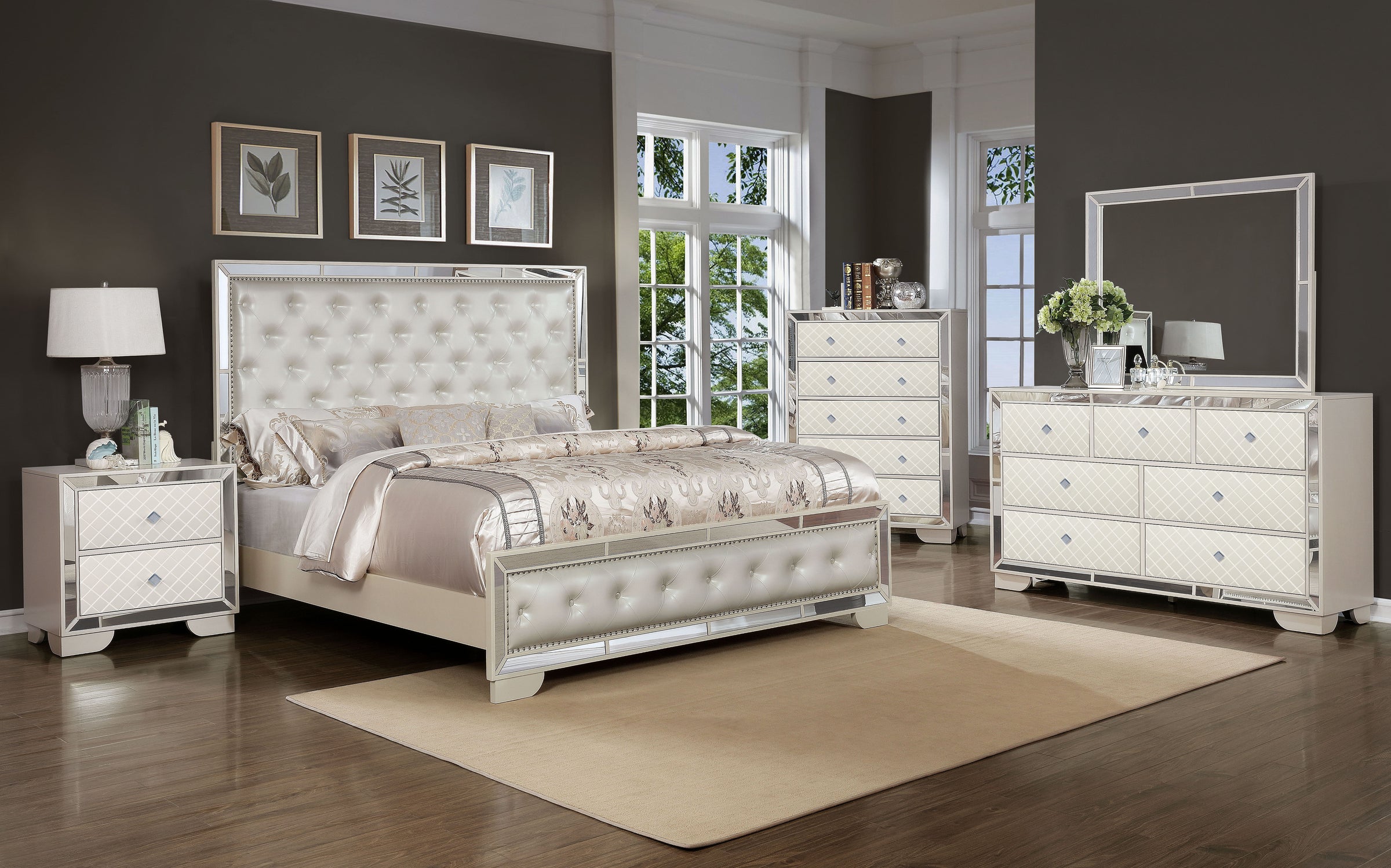 Madison King Size Bed with Leatherette Upholstered Footboard & Headboard