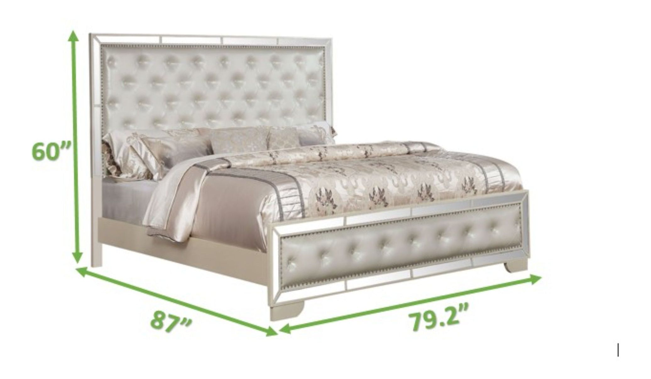 Madison King Size Bed with Leatherette Upholstered Footboard & Headboard