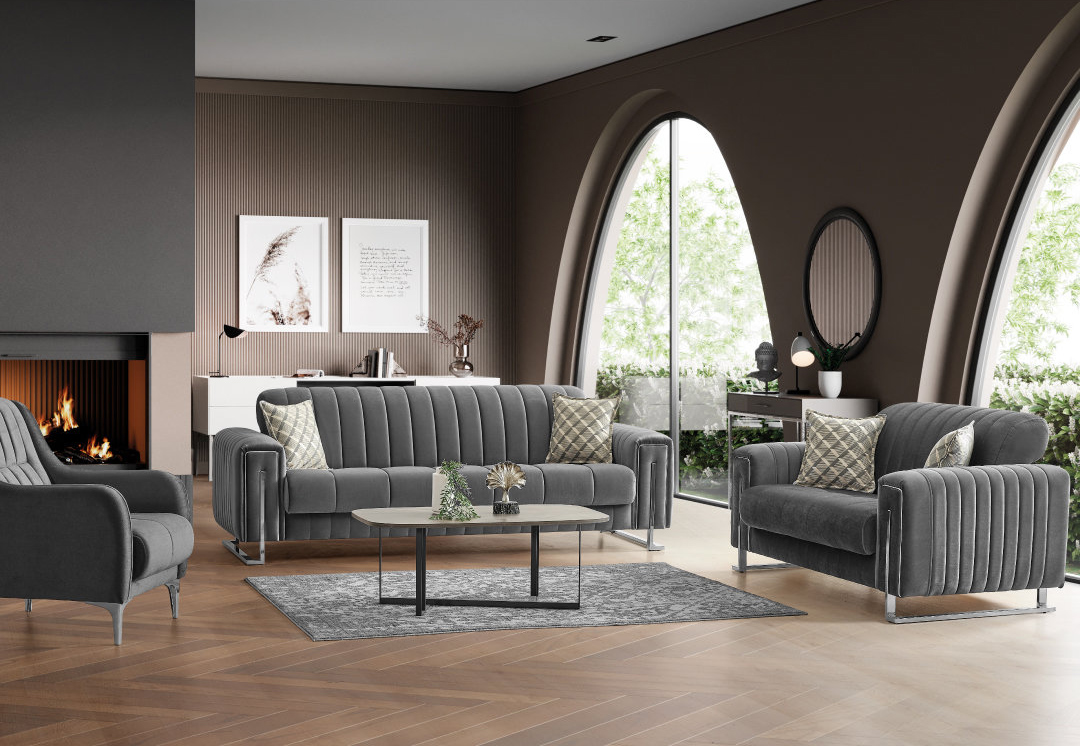 Madison Chenille Convertible Storage Loveseat