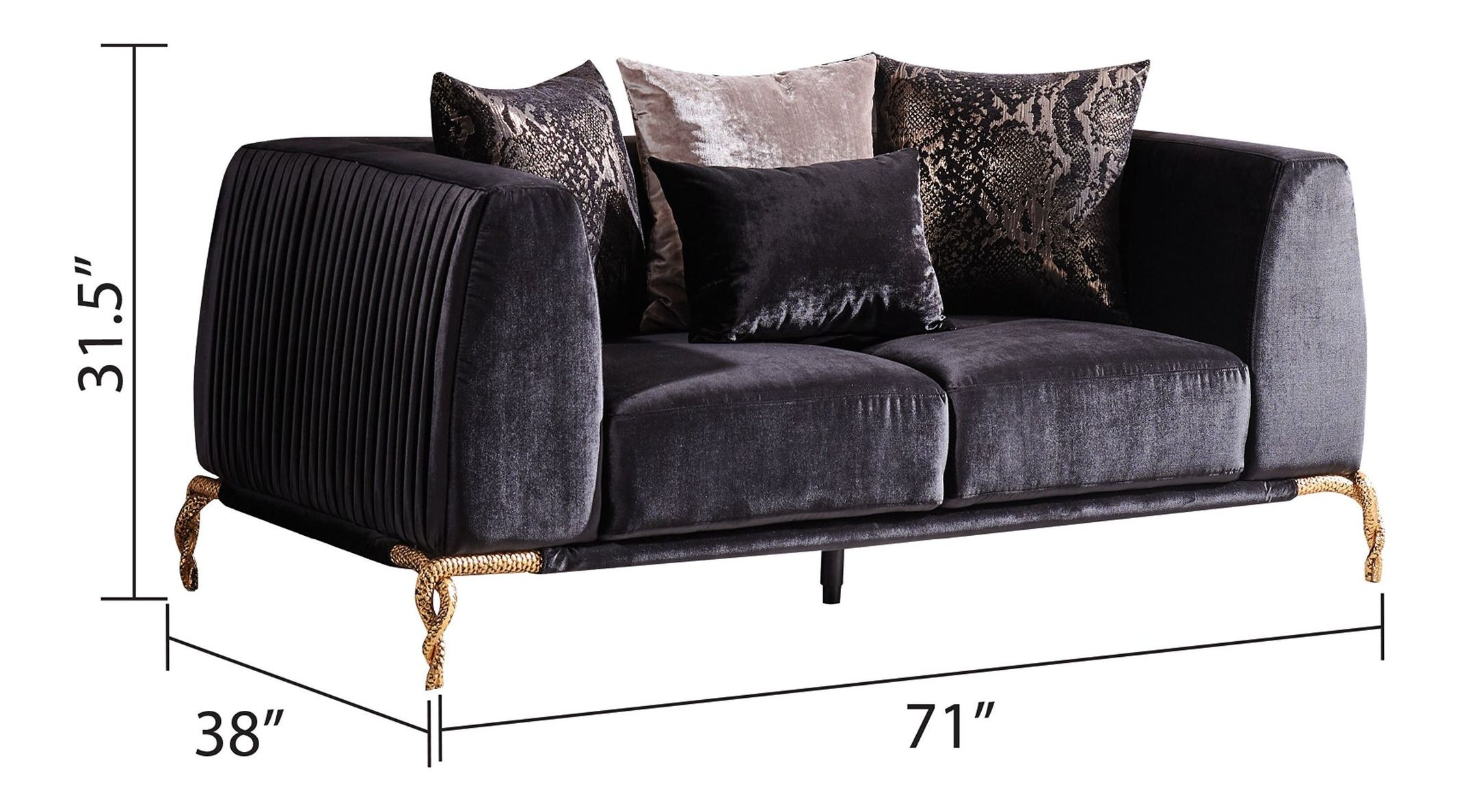Majestic Shiny Thick Velvet Loveseat