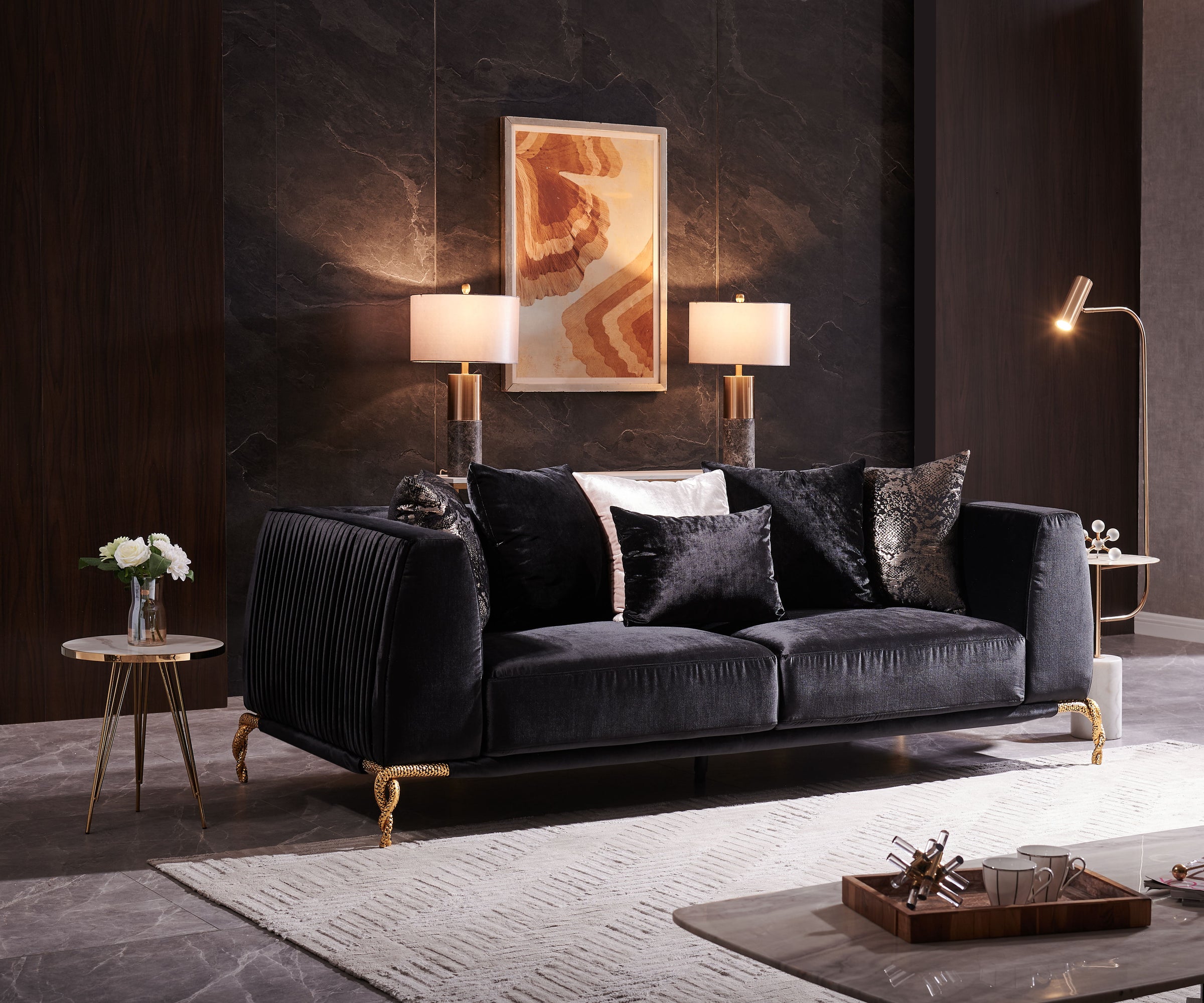 Majestic Shiny Thick Velvet Sofa