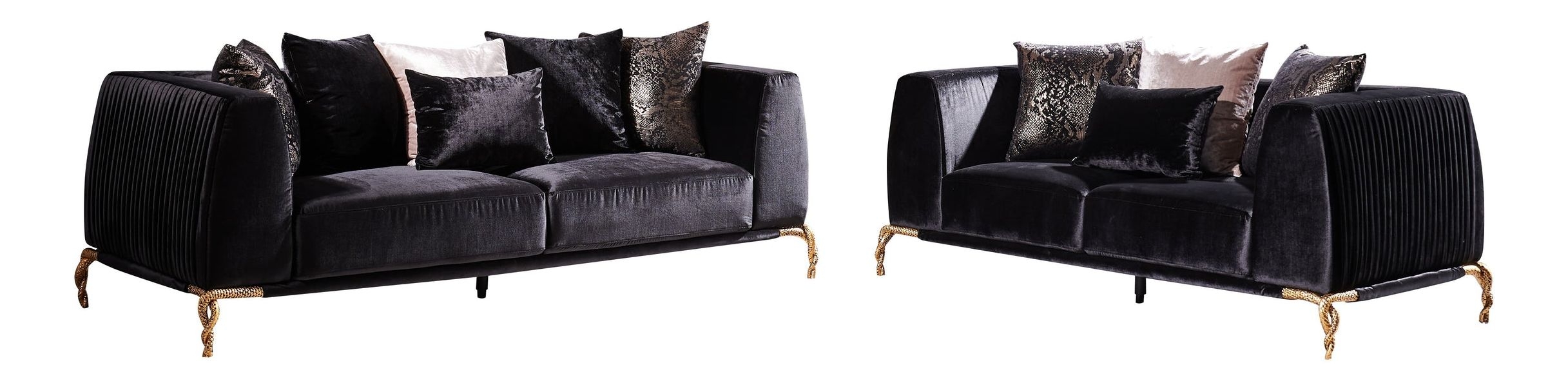 Majestic Shiny Thick Velvet Living Room Set