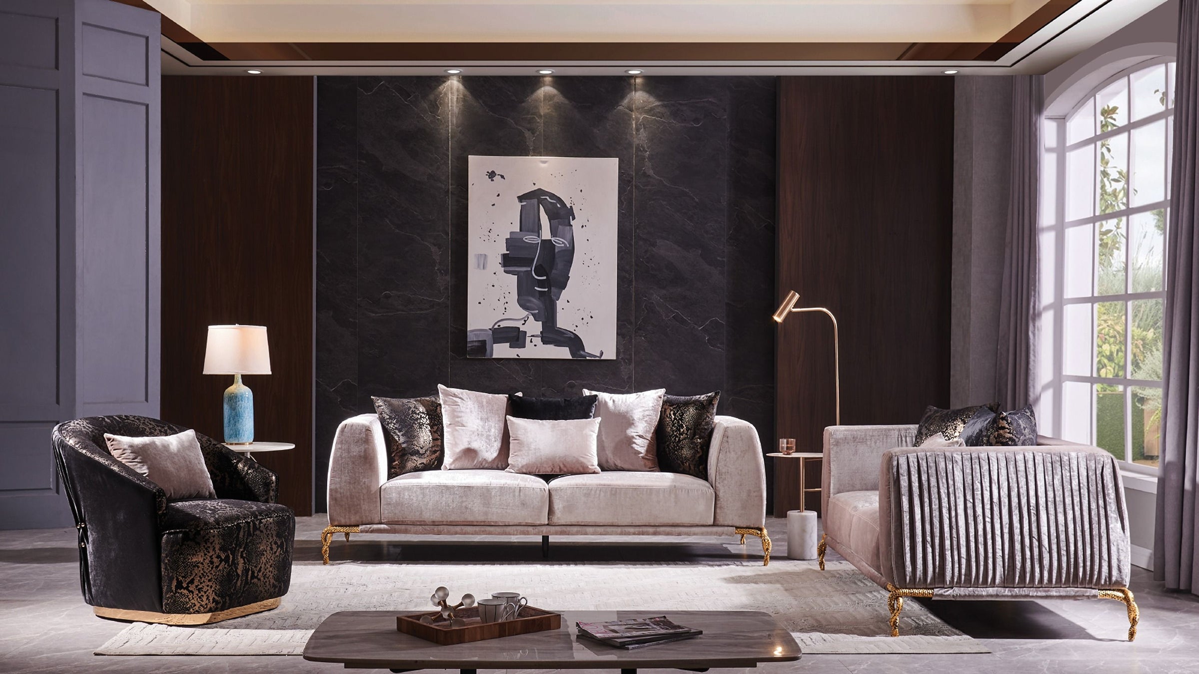 Majestic Shiny Thick Velvet Loveseat