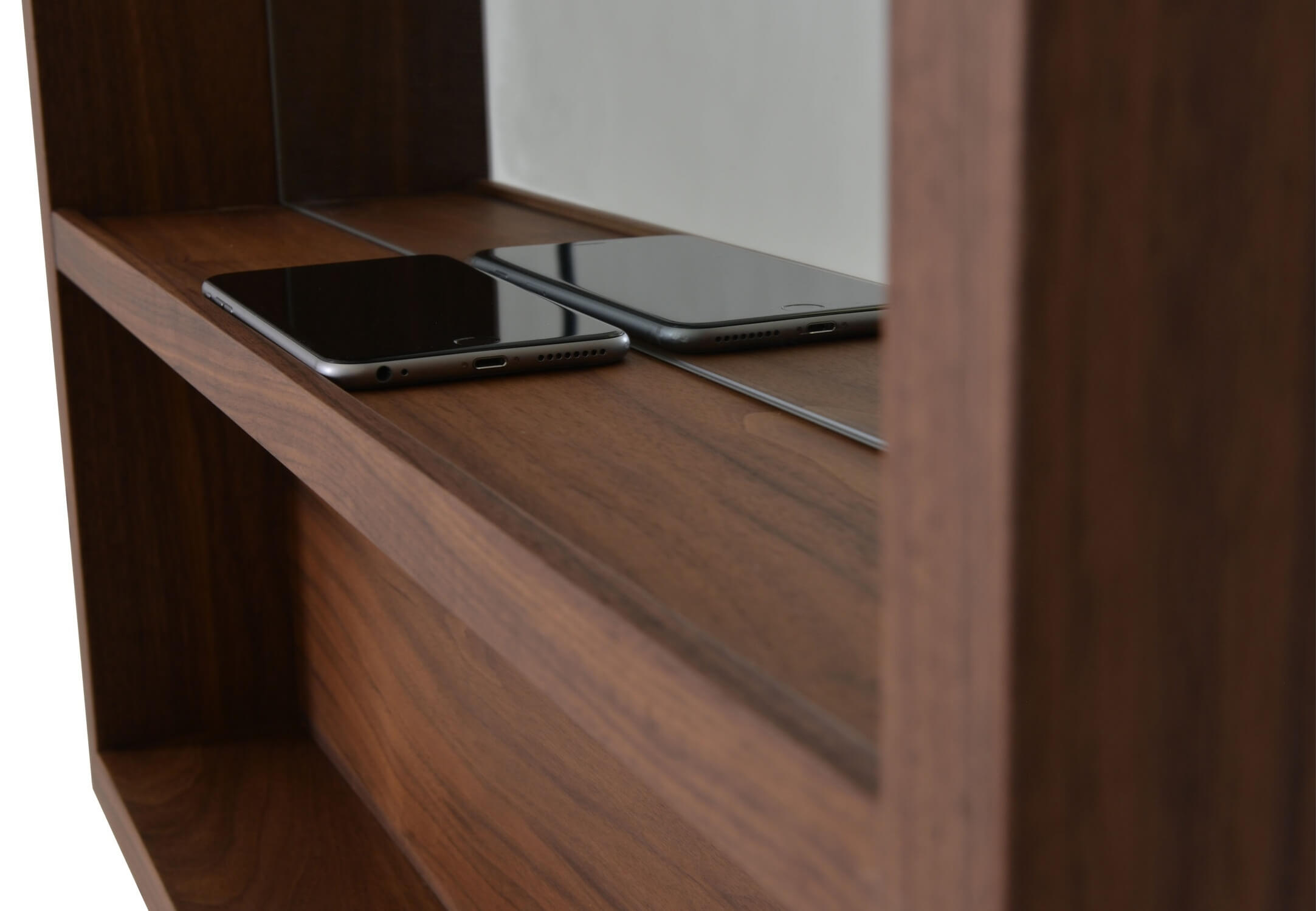Malta Mirror With Shelf, Walnut by SohoConcept Furniture