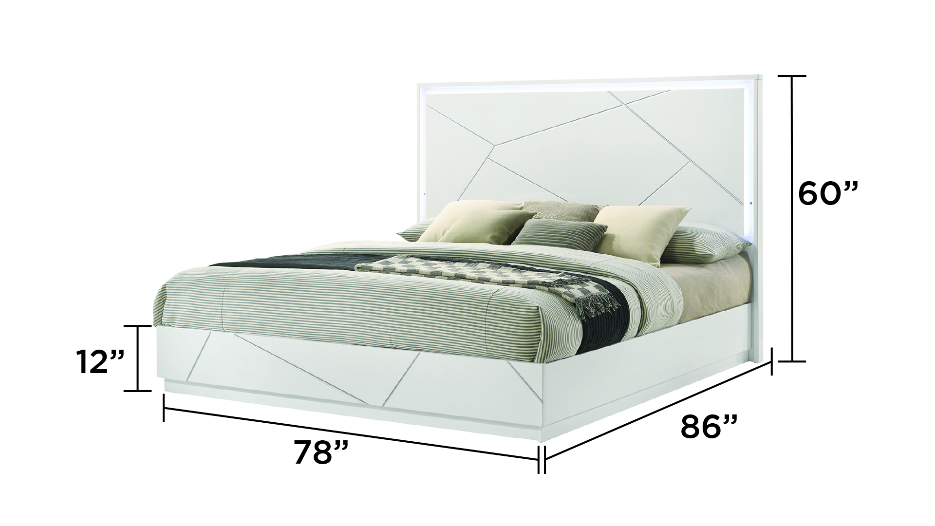 Manhattan Wood Platform Bedroom Set w/LED Light