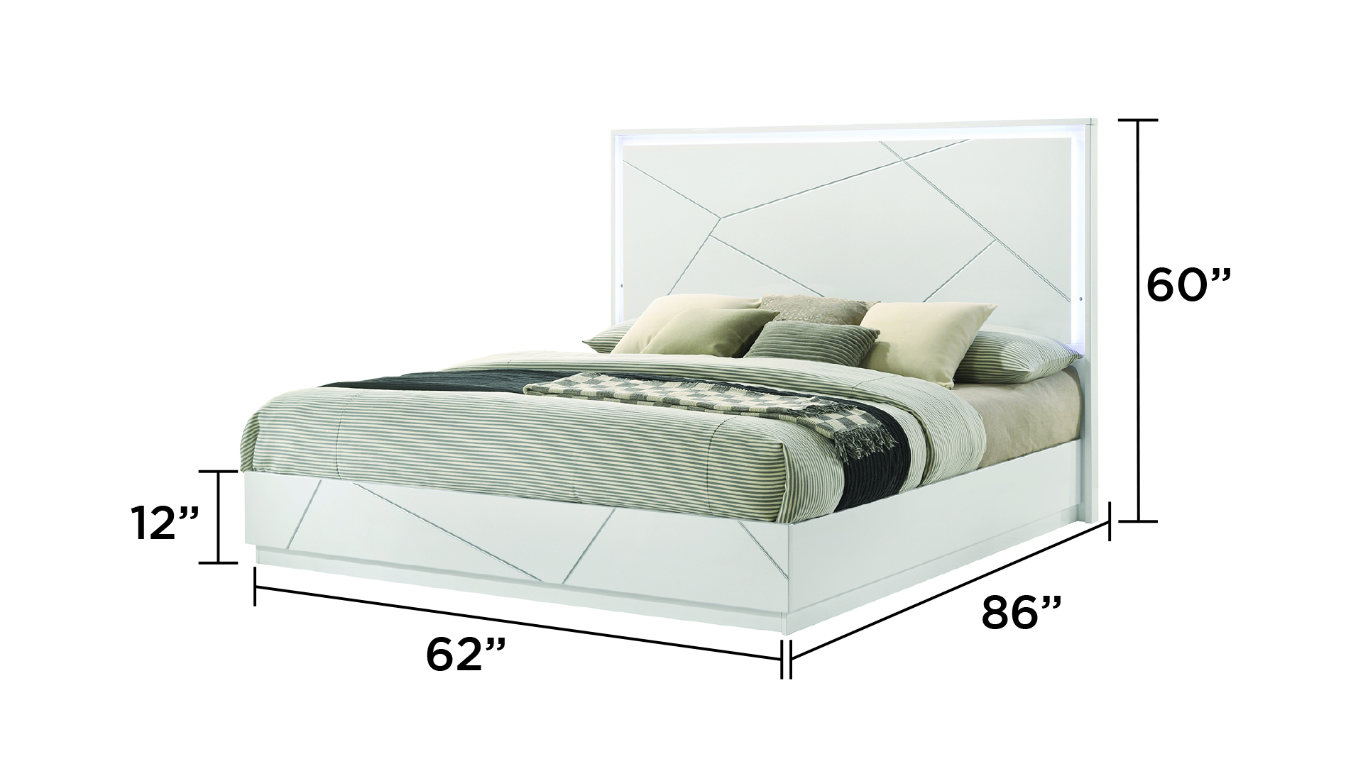 Manhattan Wood Platform Bed w/LED Light