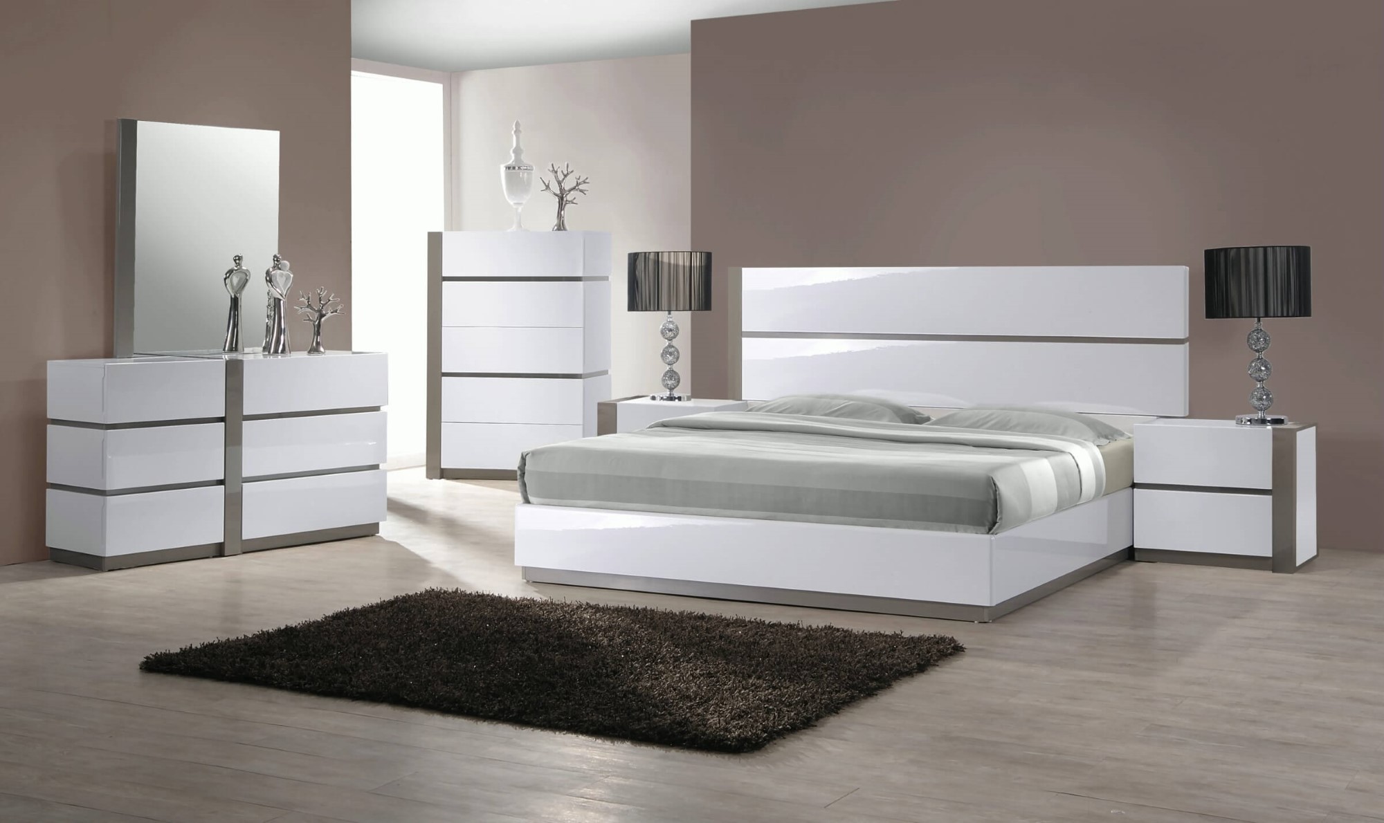 Milan Valencia Modern Gloss White & Grey