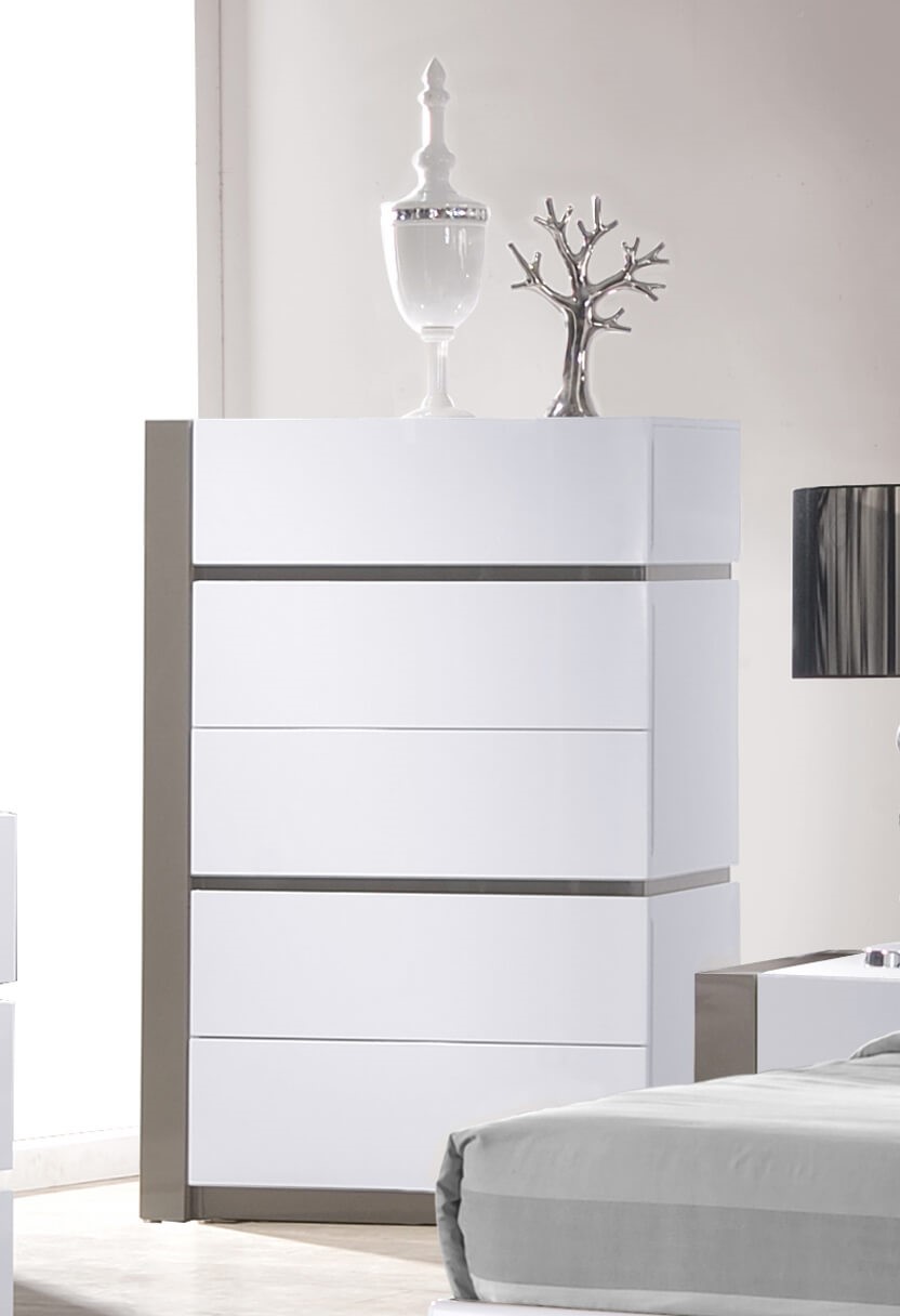 Chintaly Imports Manila 5 Drawer Chest, WhiteGrey