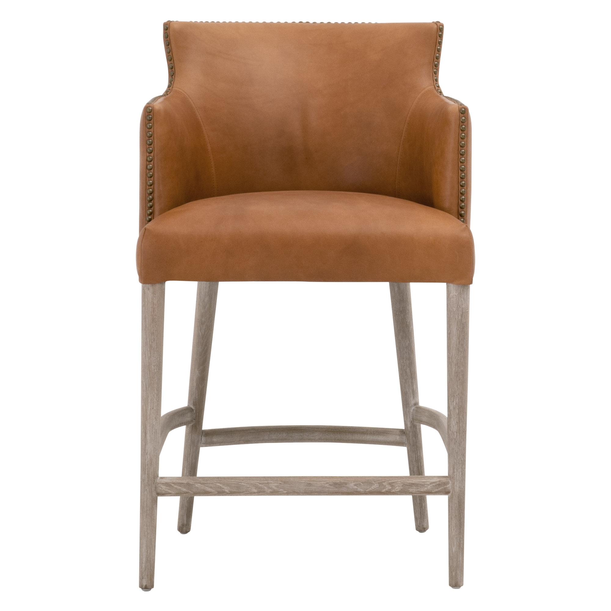 Marcelle Top Grain Leather/Wood Counter Stool