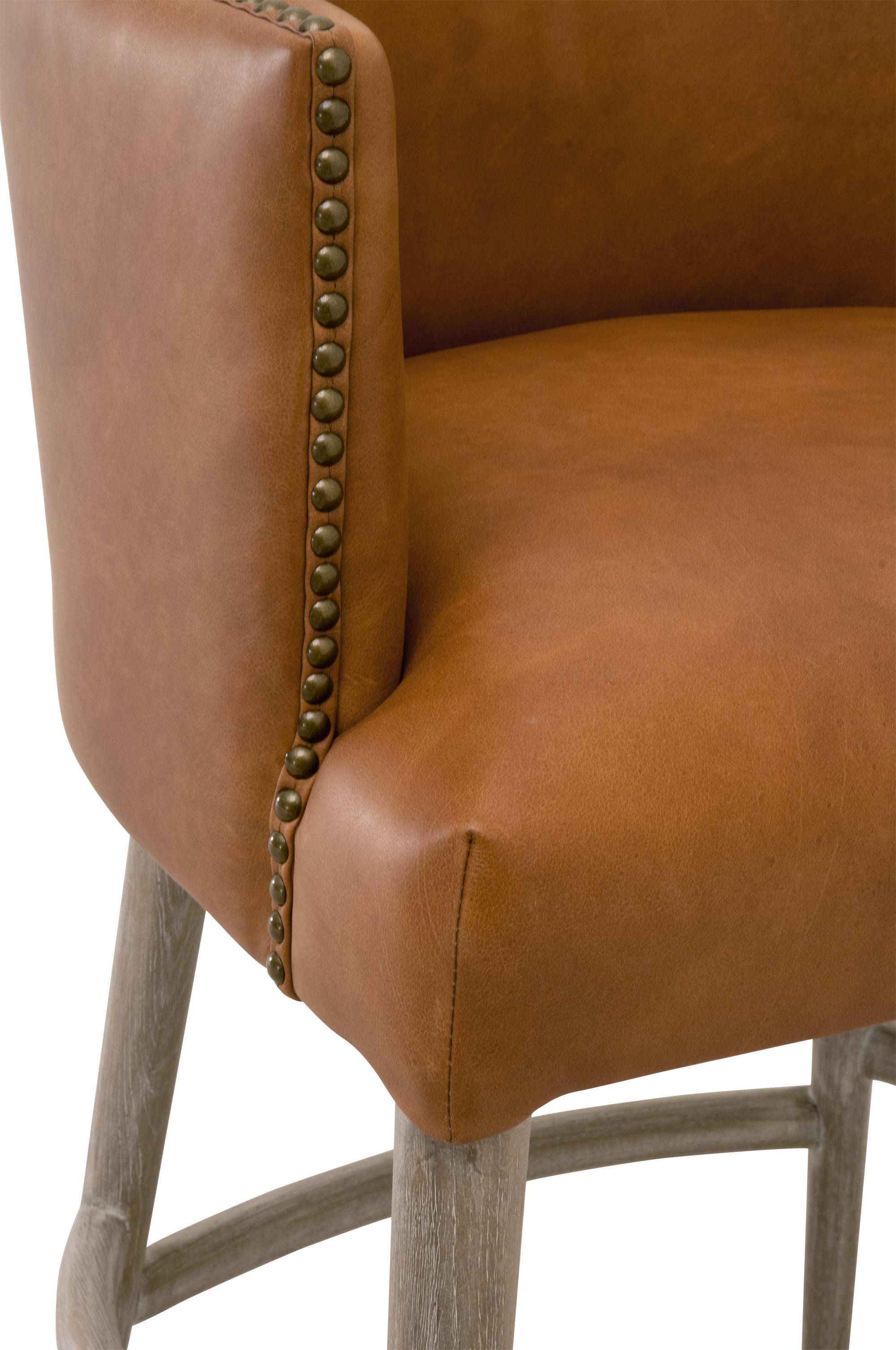Marcelle Top Grain Leather/Wood Counter Stool