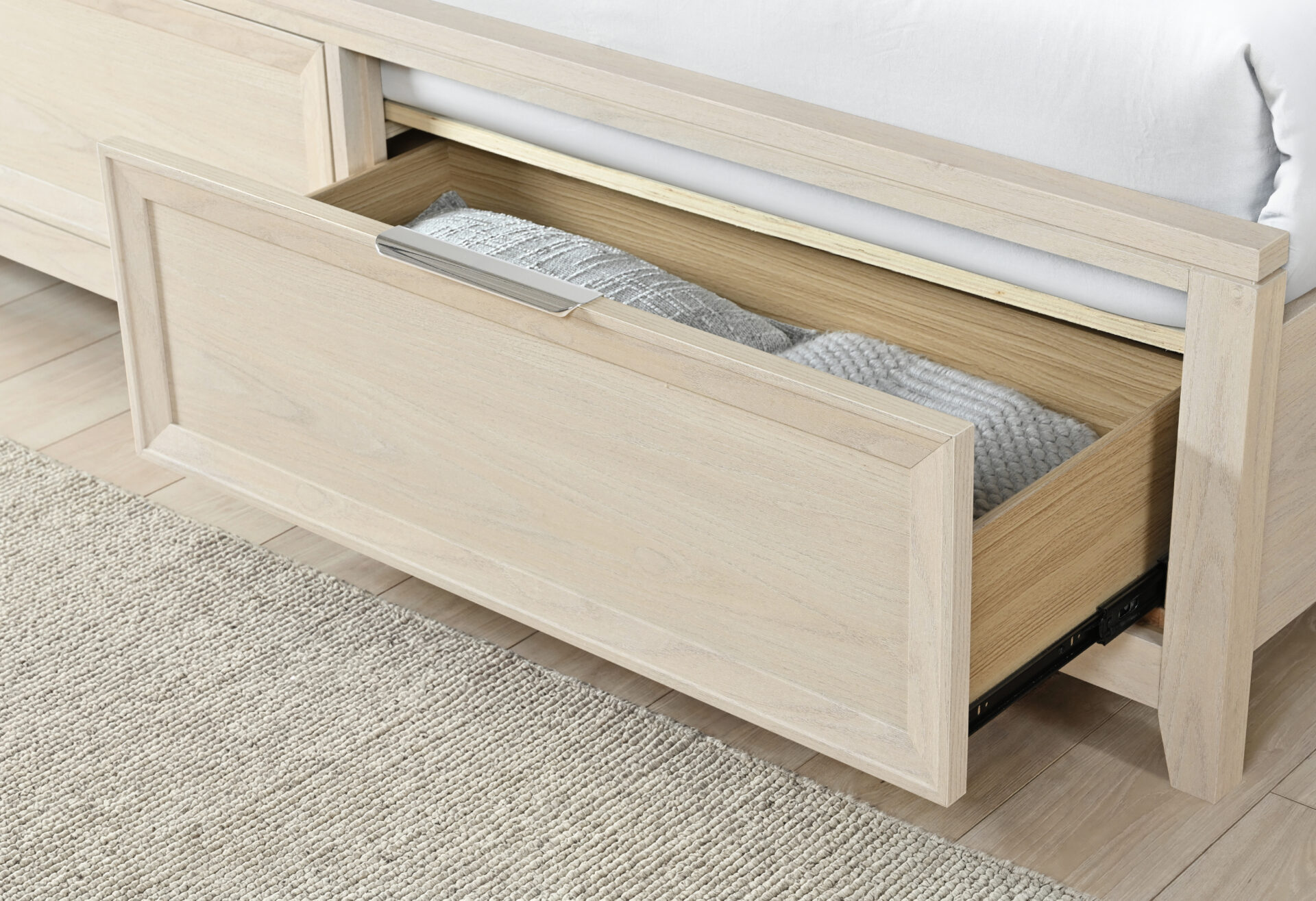 Mariah Storage Panel Bed with Fabric Headboard