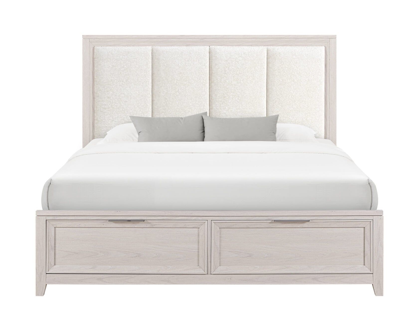Mariah King Size Storage Panel Bed with Fabric Headboard