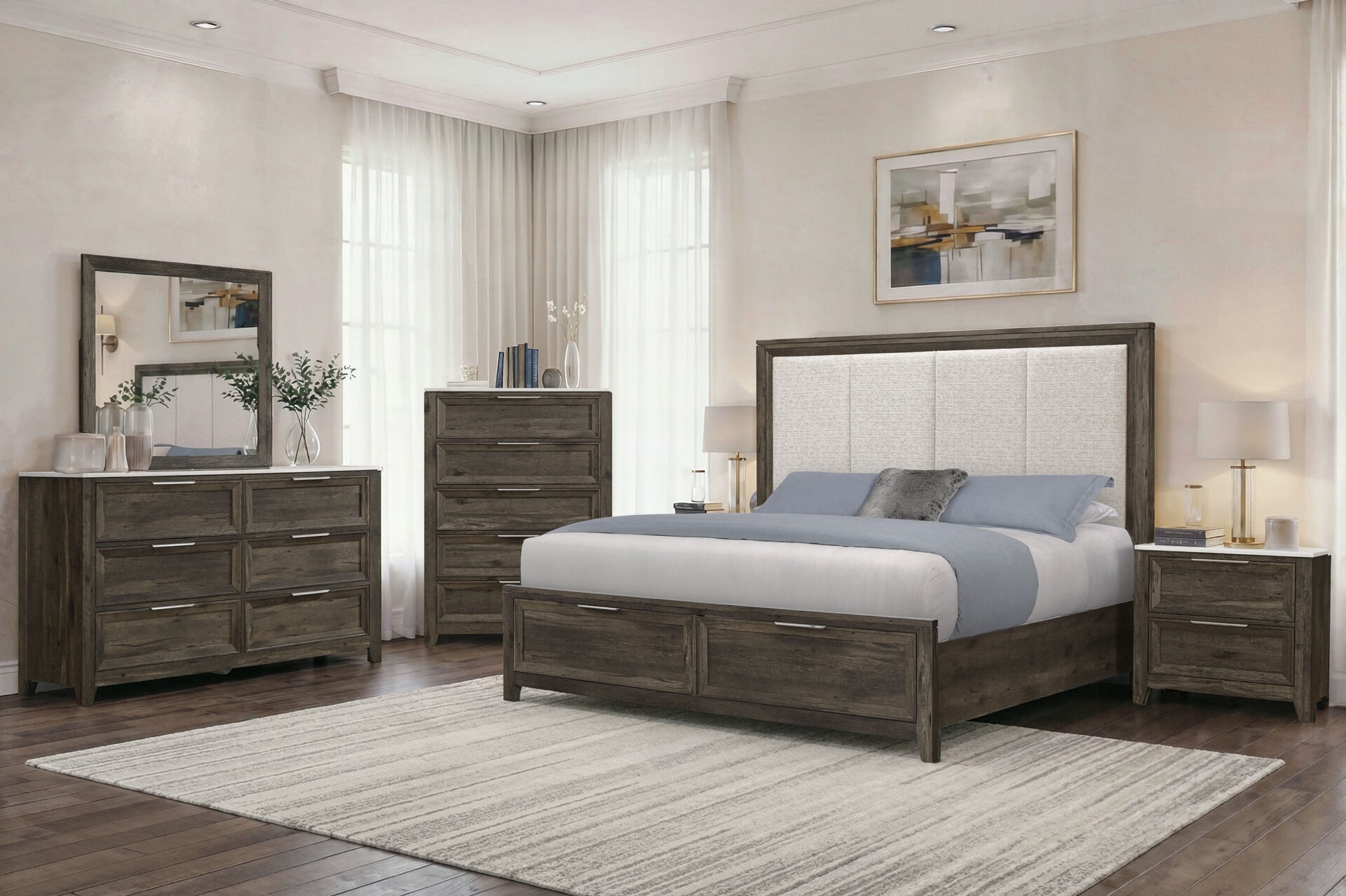 Mariah 6-Drawer Double Dresser with Marble Top