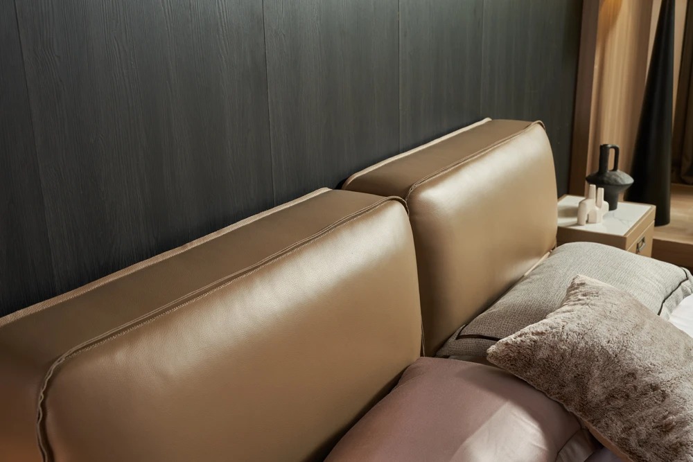Mason Leather/Faux Leather Queen Platform Bed