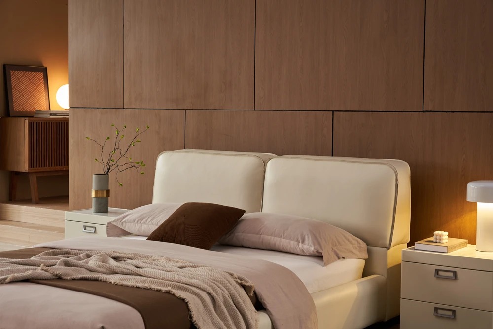 Mason Leather/Faux Leather Queen Platform Bed