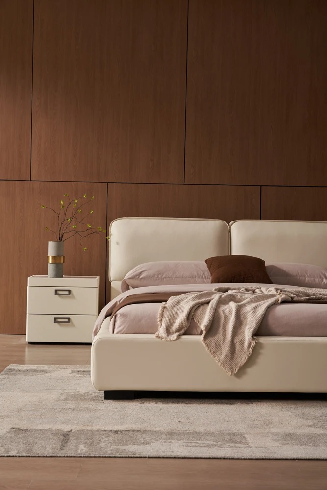 Mason Leather/Faux Leather Queen Platform Bed