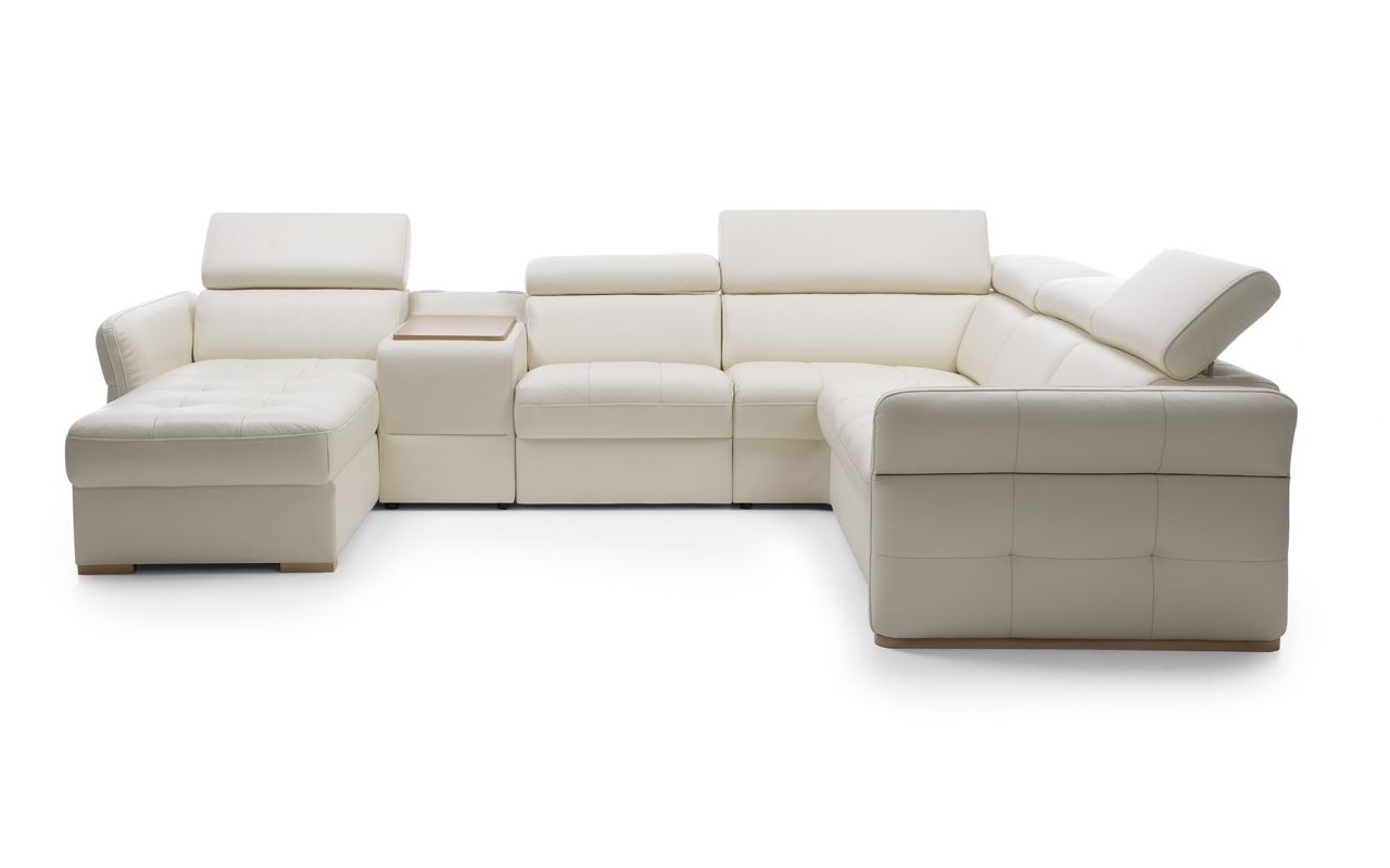 Massimo Leather Sectional Sofa w/Bed and Storage (No Speakers)
