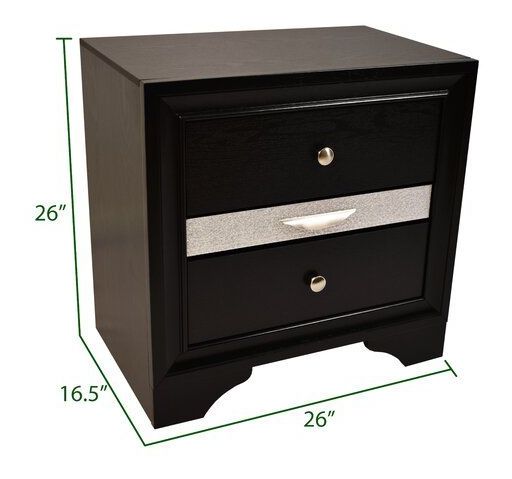 Matrix 2-Drawer Wood Veneer Nightstand