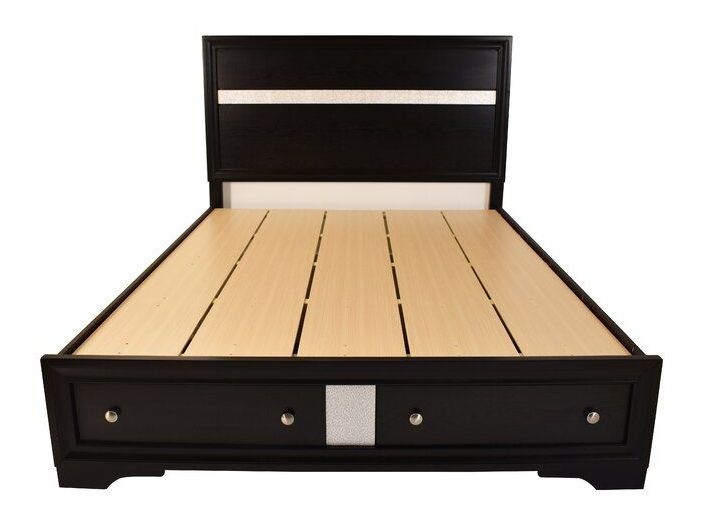 Galaxy Black King Wood Panel Bed with Storage