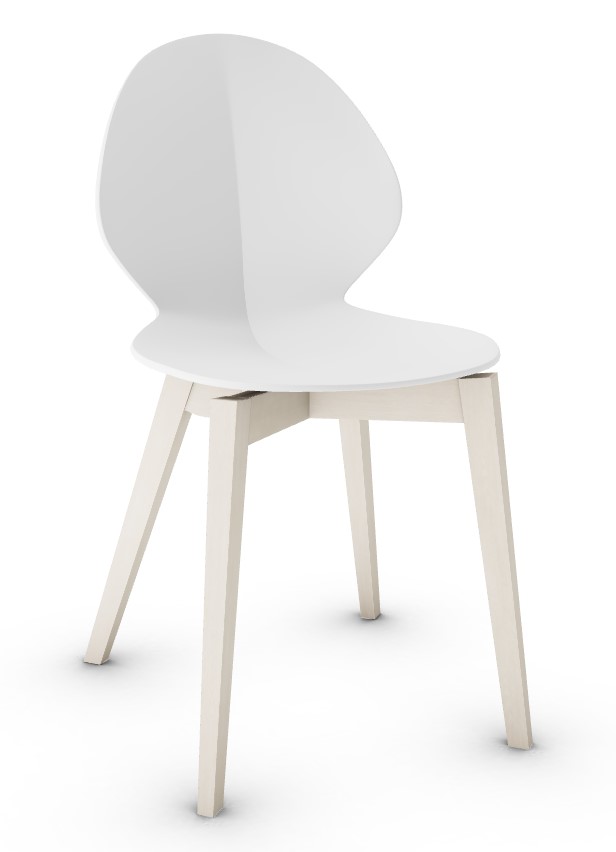 Calligaris Basil PP/Wood Dining Chair, Matt Optic White/Bleached Beech