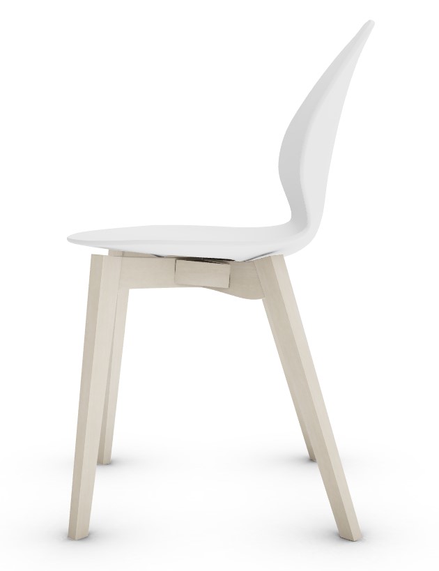 Calligaris Basil PP/Wood Dining Chair, Matt Optic White/Bleached Beech