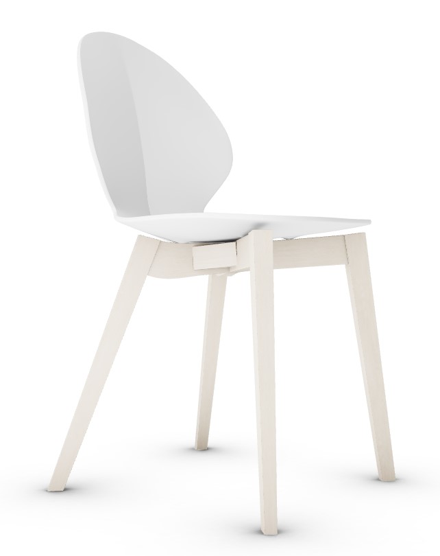 Calligaris Basil PP/Wood Dining Chair, Matt Optic White/Bleached Beech