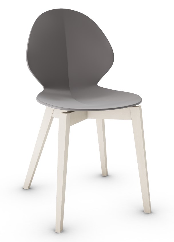 Basil Polypropylene/Leather/Wood Dining Chair