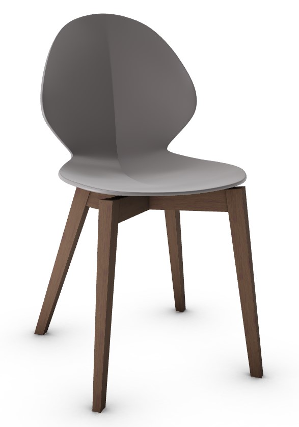 Basil Polypropylene/Leather/Wood Dining Chair
