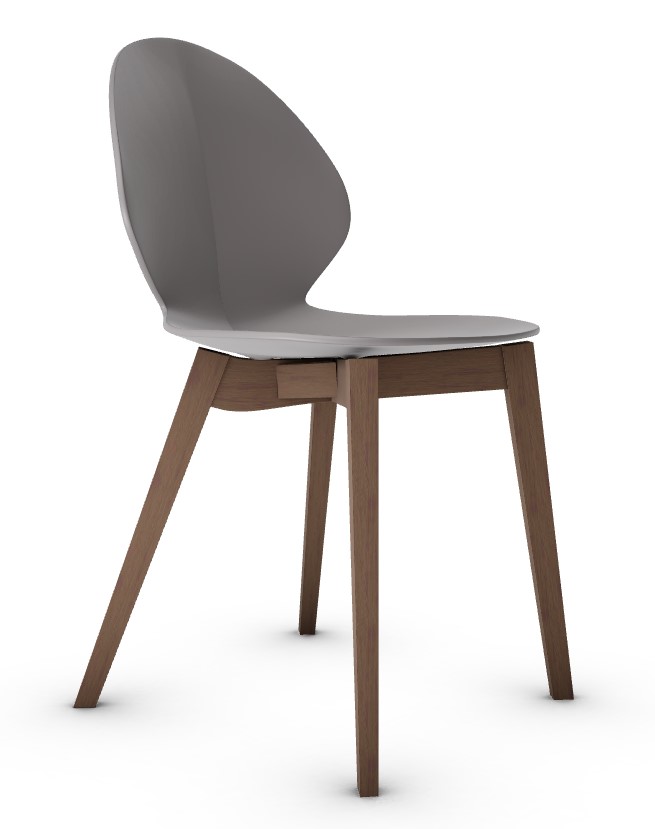 Basil Polypropylene/Leather/Wood Dining Chair