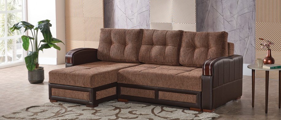 Maya Polyester/PU Convertible Storage Living Room Set