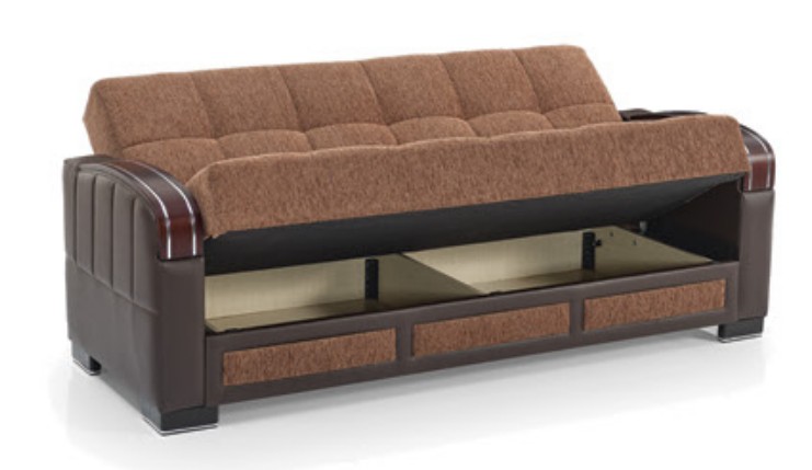 Maya Polyester/PU Convertible Storage Sofa