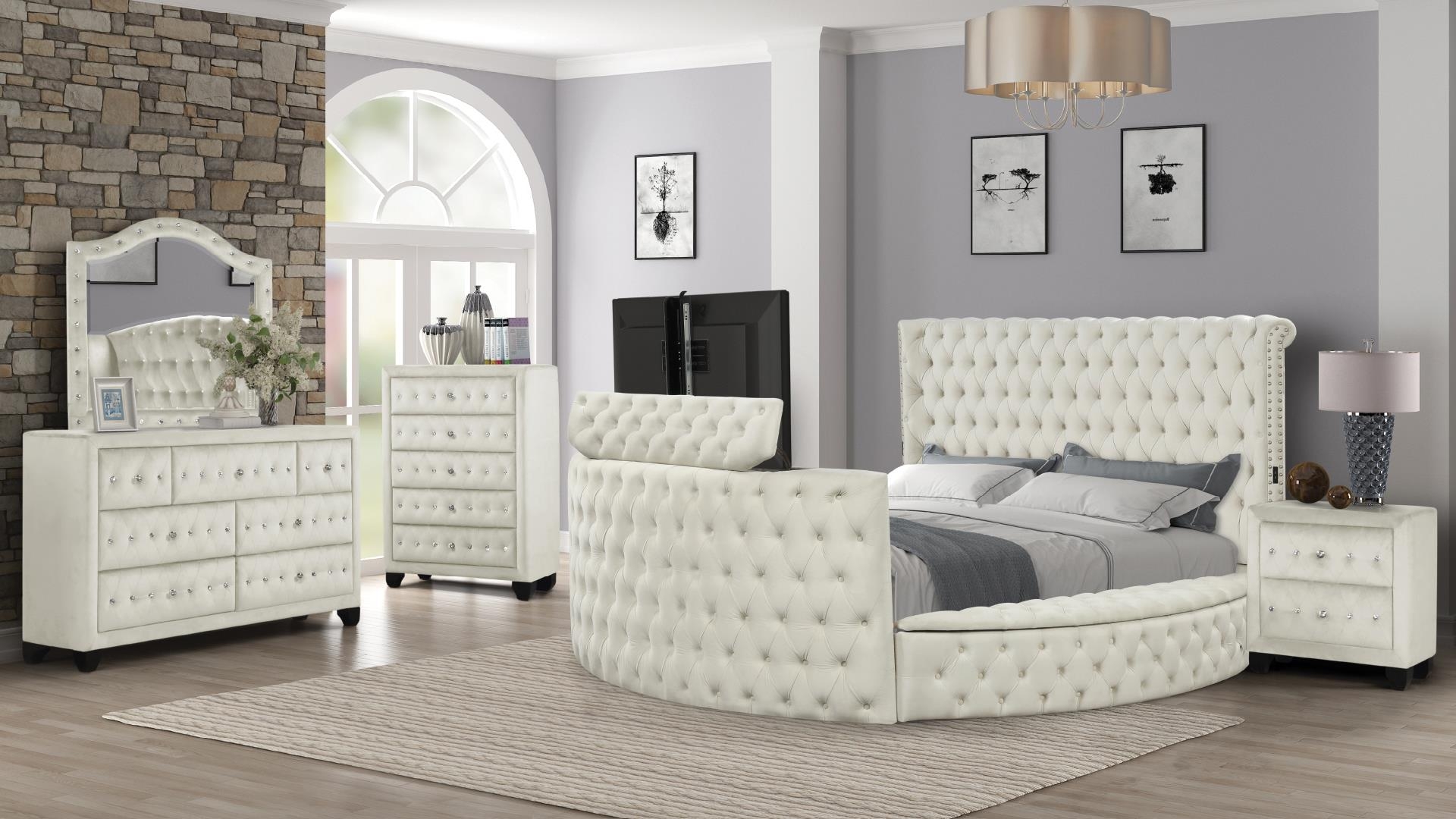 Maya Velvet/Wood Regular Bedroom Set