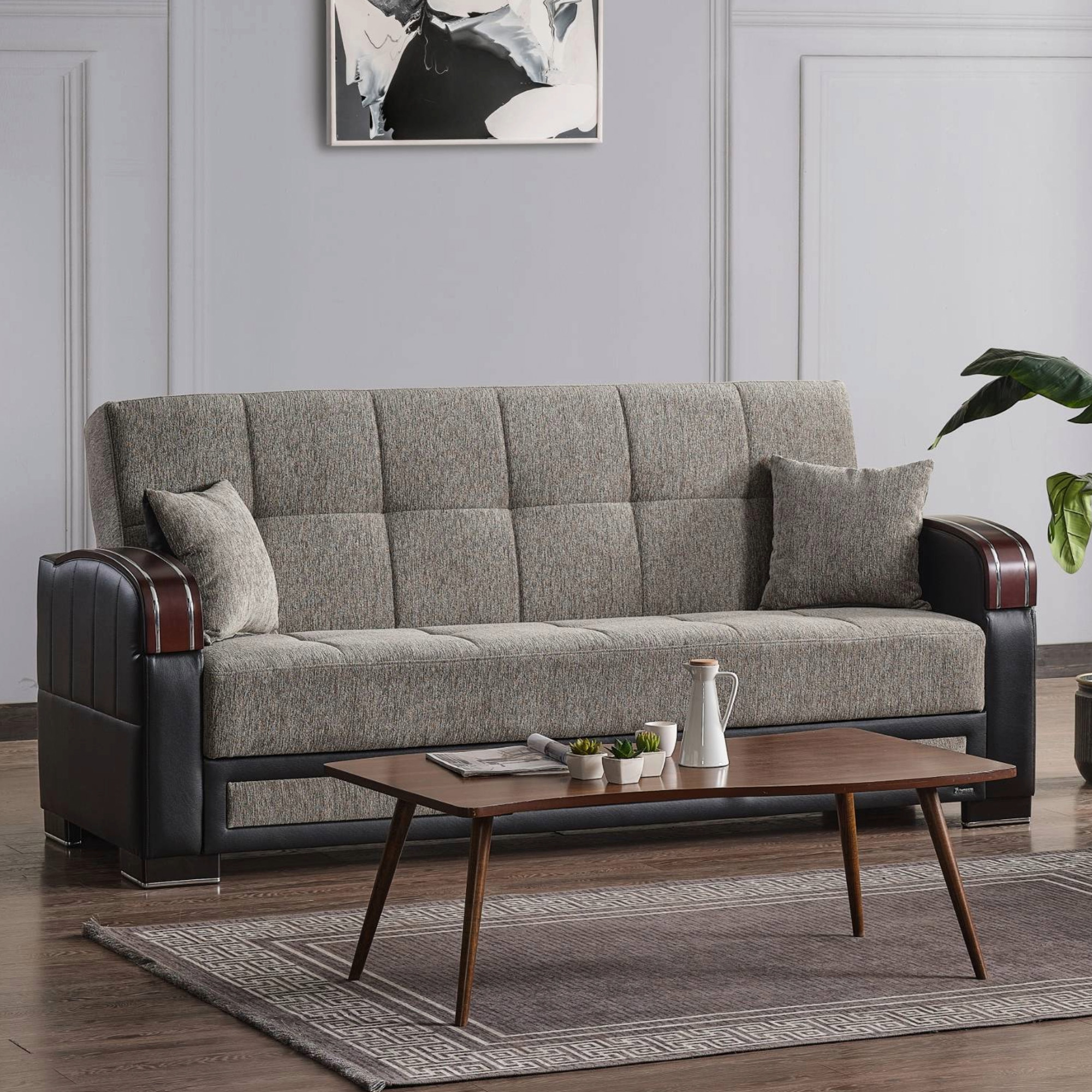 Maya Chenille Fabric Convertible Living Set