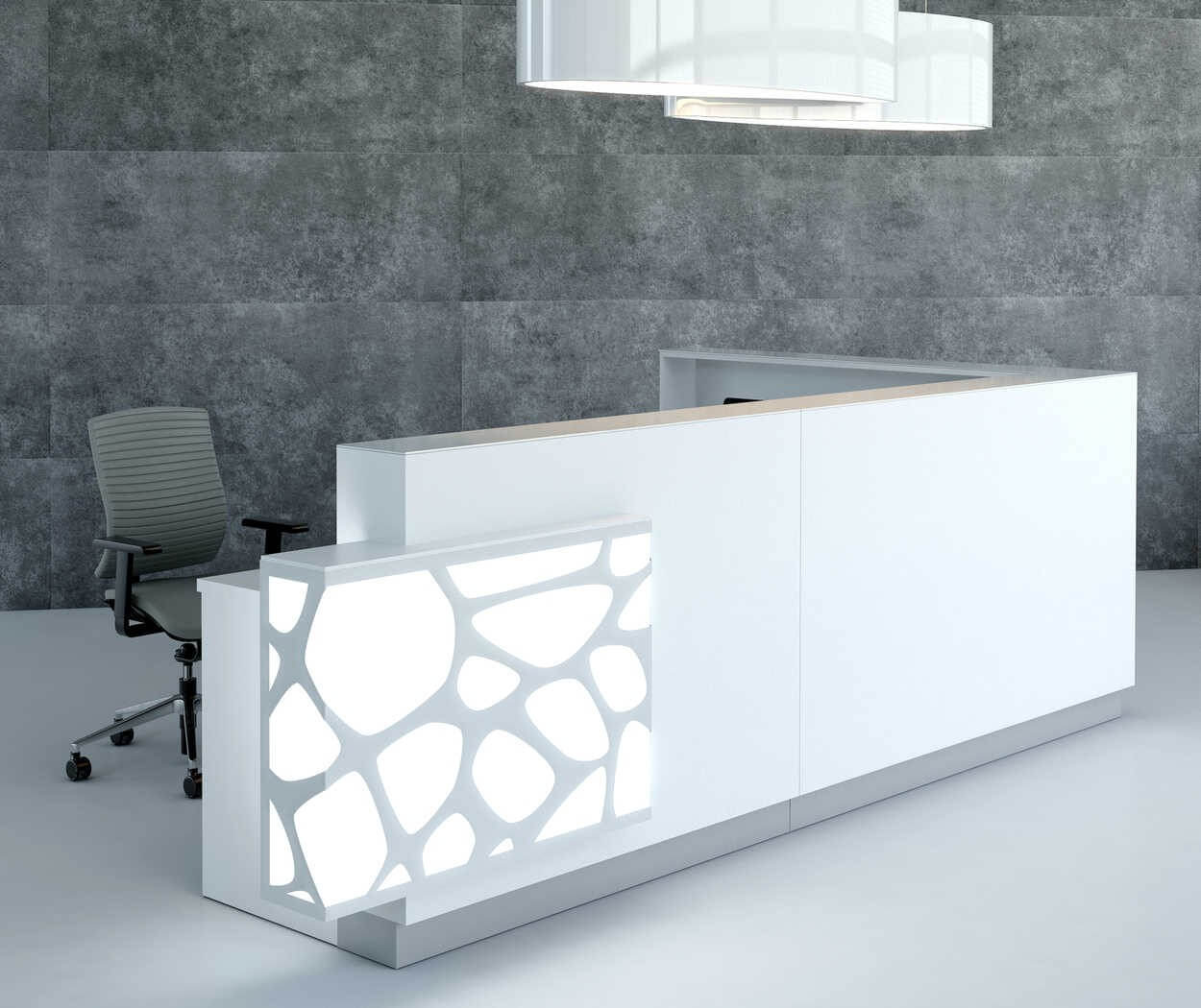 ORGANIC L-Shaped Reception Desk w/RGB Light