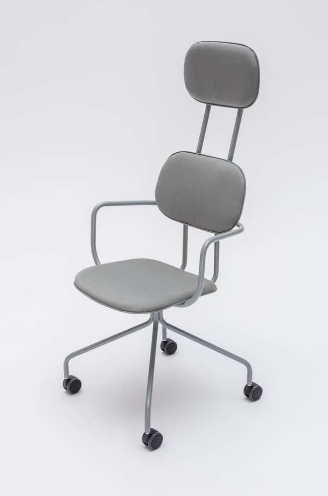 New School N2N03K Swivel Office Chair w/4-Star Metal Frame, Castors & Headrest