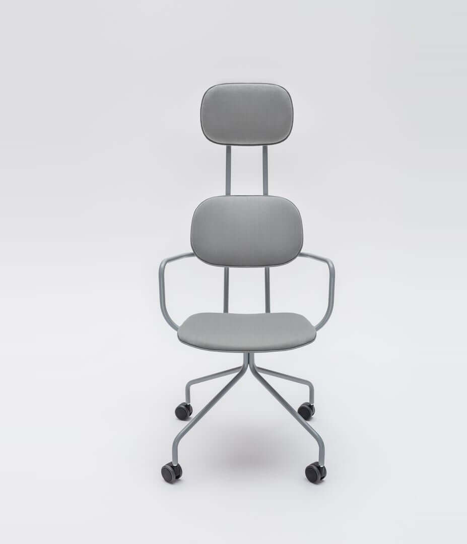New School N2N03K Swivel Office Chair w/4-Star Metal Frame, Castors & Headrest