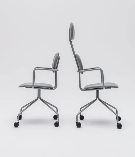 New School N2N03K Swivel Office Chair w/4-Star Metal Frame, Castors & Headrest
