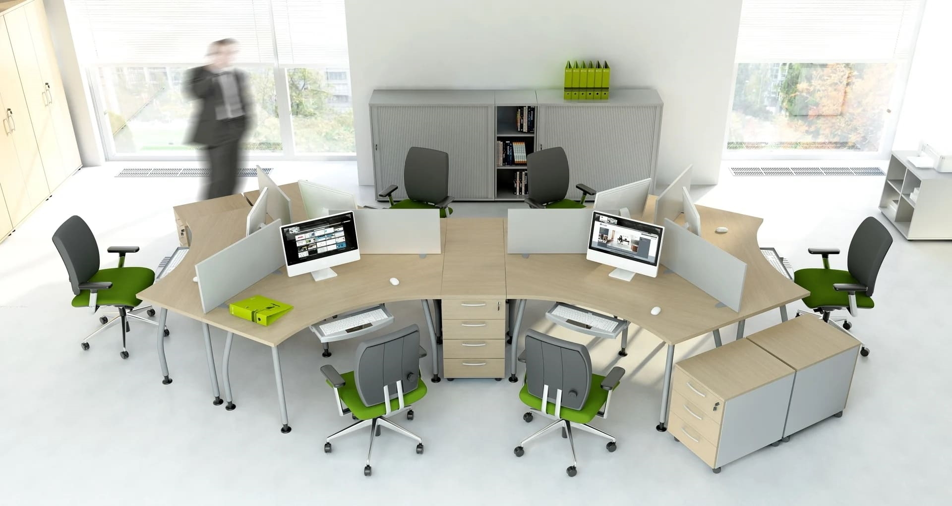 Standard Office W47.2" Tambour Cabinet w/3 Shelves & Lockable Door