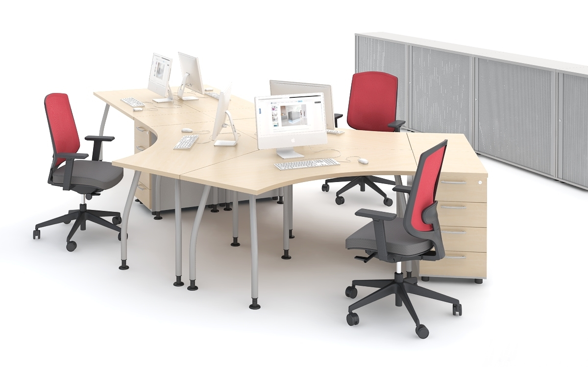 Standard Office W47.2" Tambour Cabinet w/3 Shelves & Lockable Door