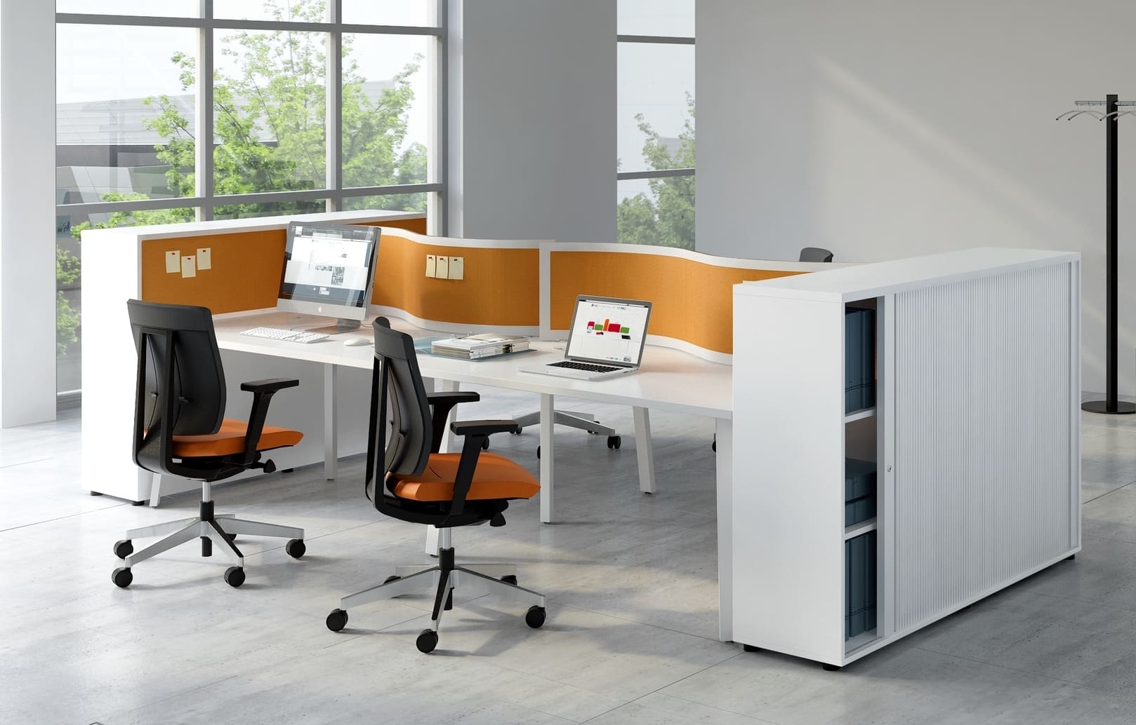 Standard Office W63" Tambour Cabinet w/3 Shelves & Lockable Door