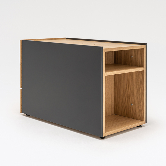 Viga Office D31.5" Veneer Lockable Pedestal w/3 Drawers & 2 Back-Facing Open Shelves