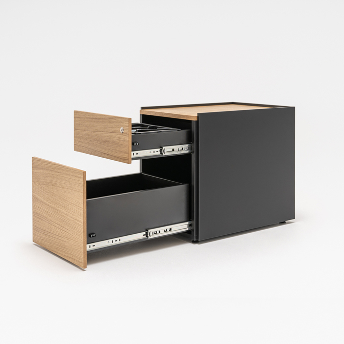 Viga Office D23.6" Veneer Lockable Pedestal w/1 Drawer & 1 File Drawer