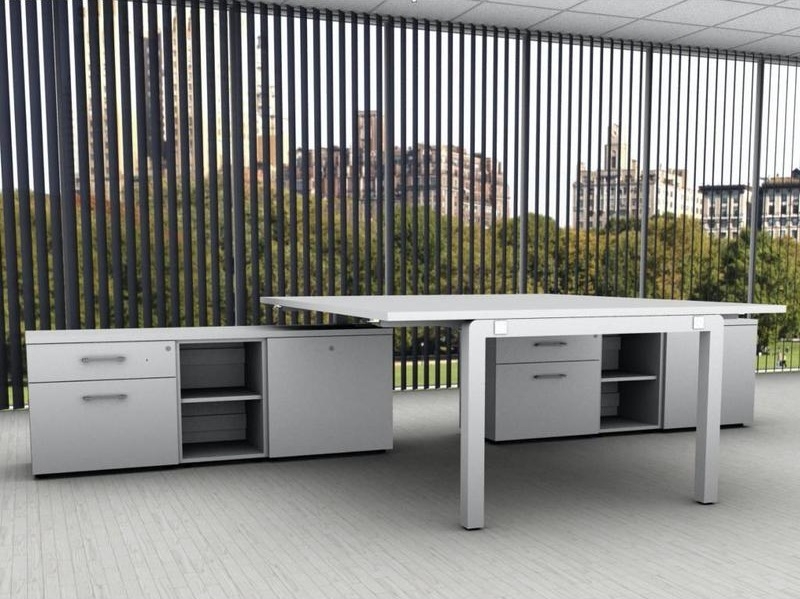 YAN_C MFC Top Office 2-Desk Bench w/Managerial Side Storage